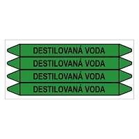 Značení potrubí, destilovaná voda,4 ks, 250 × 26 mm